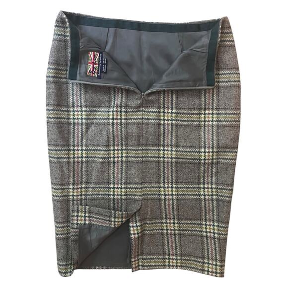 Boden British Tweed By Moon Wool Plaid Pencil Skirt Women 2 Grey Academia Preppy - Picture 3 of 9